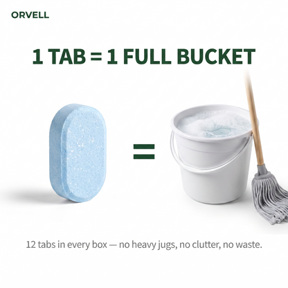 One Orvell Floor Tab equals one full bucket of floor cleaner — 12 tabs in every box